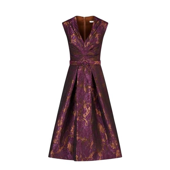 Kay Unger Margaret Floral Jacquard Cocktail Dress Size 6 - Picture 2 of 6